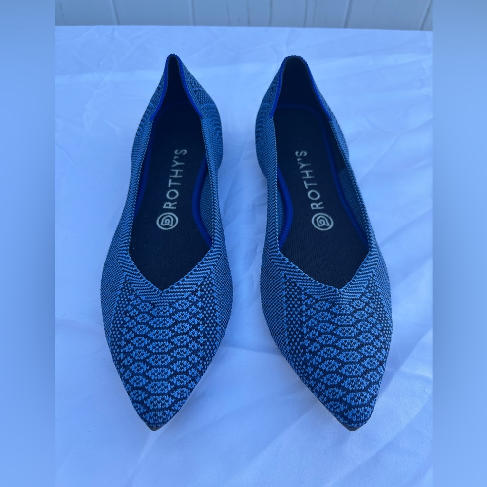 Rothy’s The Point Lapis Python Ballet Flat Size 9… - image 1